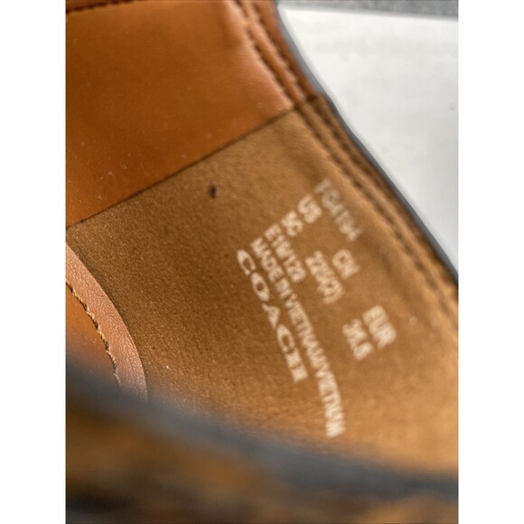 COACH Size 5C Low Western Booties Python Print Block Heel Leather Brown - Picture 12 of 12